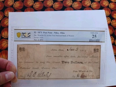 $2 OHIO 1873 Jas. Ward & Co. Niles Ohio $2 OH VF-25 - Image 1 of 3