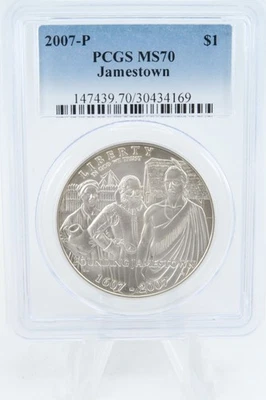 2007-P PCGS MS70 Jamestown Silver Modern Commemorative Dollar - Image 1 of 2