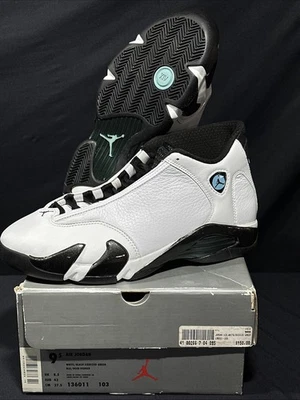 Air Jordan 14 白色/氧化绿色 9.5 码美国 136011 103 1998 — 第 1/4 张图片