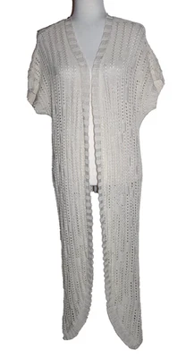 Maxi Cárdigan Abierto Peruvian Connection Beige Claro Tejido Staccato Grande Nuevo con Etiquetas Foto 1 de 4