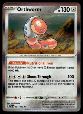 ORTHWORM 151/193 RARE PALDEA EVOLVED POKEMON - Image 1 of 4