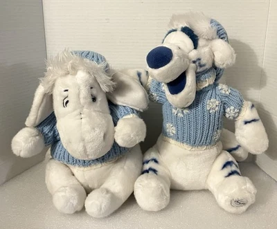 Disney Store Exclusive Eeyore 12” & Tigger 15” Winter Sweater Snow Plushies - Image 1 of 4