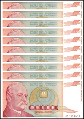 Yugoslavia 500 Milijardi (Billion) Dinara, 1993, P-137, Used X 10 PCS - Image 1 of 2