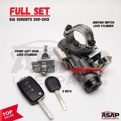 💡 IGNITION SWITCH + LEFT DOOR LOCK CYLINDER + 2 KEYS KIA SORENTO 2011-2013 💡 - Image 1 of 4