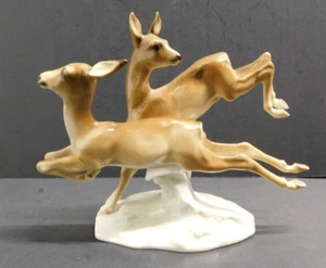 Beautiful Lorenz Hutshcenreuther Pair Of Deer Fleeing By K Tutter 4.5" Tall - Picture 1 of 9