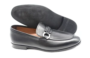 Men's SALVATORE FERRAGAMO "Herringbone" Side Buckle Black Loafers Size US 9 - 2E - Picture 1 of 8
