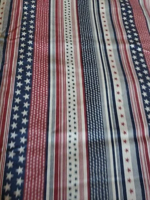 Vntg Sewing General Fabrics Patriotic Stars &  Stripes 2ydsx45" Cotton Red Biege - Image 1 of 4