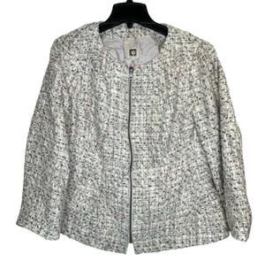 NEW Anne Klein Open Blazer Jacket Pink Dyed Tweed Career Lined Size 20 NWT $129 - Picture 1 of 5