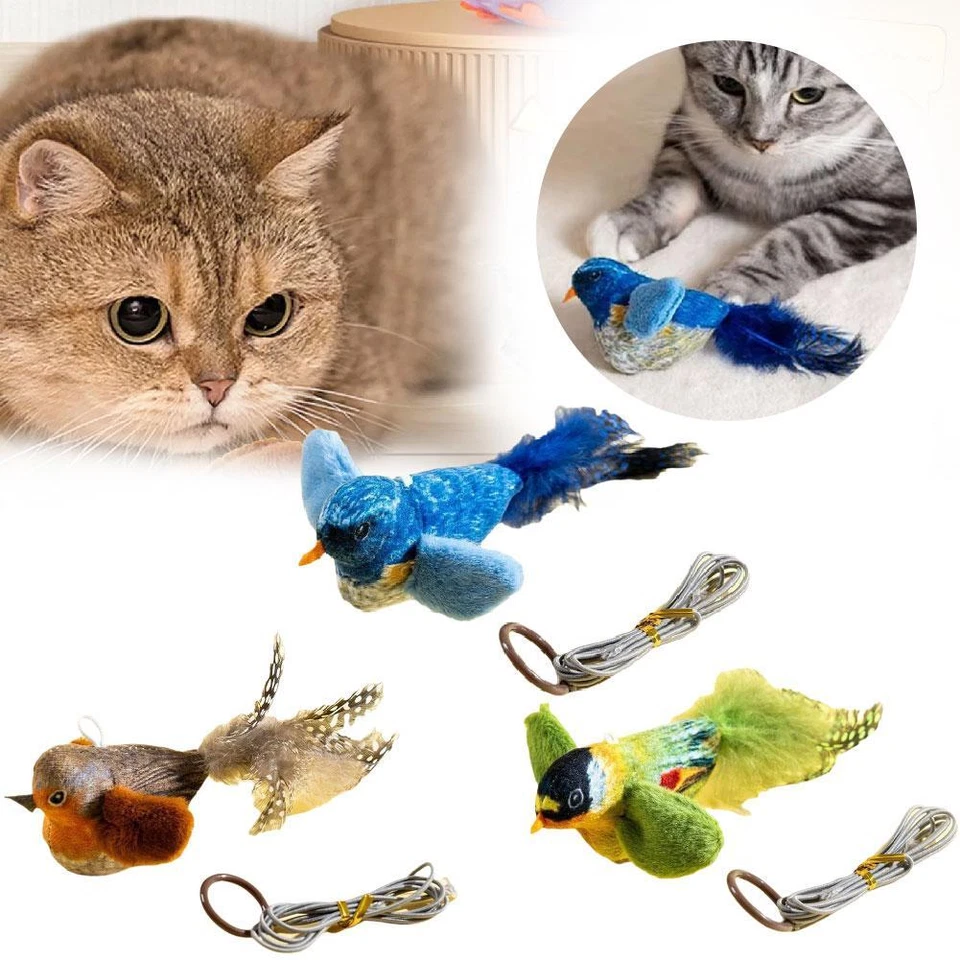 Interactive Chirping Bird Cats Flapping Bird Cat Toy Pet Toys For Exercise S6A6