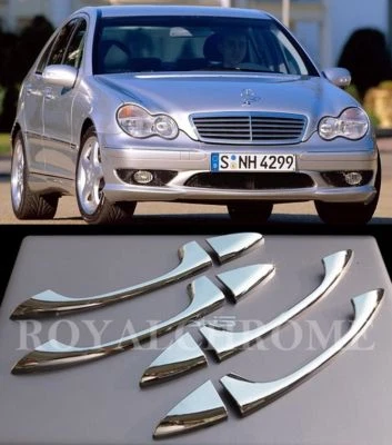 US STOCK Set x4 CHROME Door Handle Trims for Mercedes W203 W211 W219 C E CLS AMG - Image 1 of 4