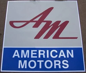 2 GIANT 22" X 22" AMC AMERICAN MOTORS AM SCRIPT Mylar Decals for trailer MISCUT - Picture 1 of 3