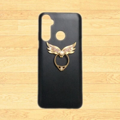 Cover For Phones 3D Cute Wings Finger Ring Stand Holder Black Back Hard Case - Image 1 of 2