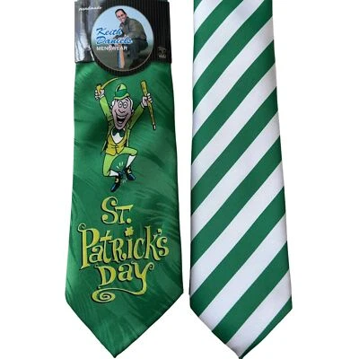 Keith Daniels Neck Tie Leprechaun St Pats Irish Milano Green Stripe Handmade - Image 1 of 4