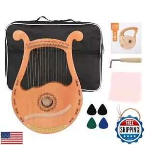 HOMIER Lyre Harp 16 Strings Mahogany Wood Lyre Harp with Tuning Wrench, Pick, - Picture 1 of 5