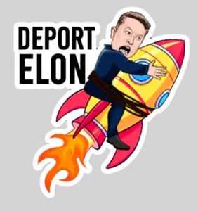 Anti Deport Elon Aufkleber Geschenk Wasserflasche Laptop Decal Zubehör 3" x 3,2" - Bild 1 von 2