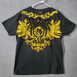 Mecca Shirt Mens Large Black Yellow Gothic Vintage 90s Y2K Bare Knuckle UFC - Picture 1 of 9