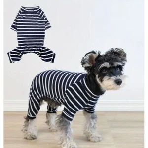 Navy Blue & White Striped Dog Pet XS Pajamas New - Picture 1 of 4
