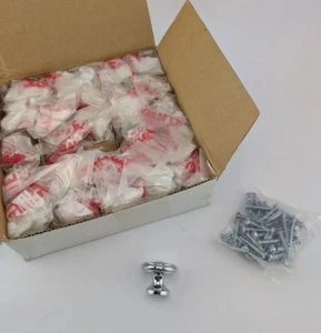 Caja de 25 - Tirador de perilla de cajón de gabinete 1-1/4" latón macizo acabado cromado pulido - Imagen 1 de 8