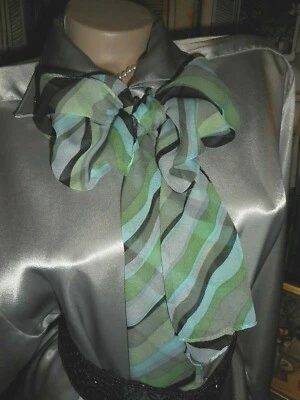 Bufanda de gasa de seda con lazo en el coño verde agua gris negro EE. UU. Foto 1 de 4