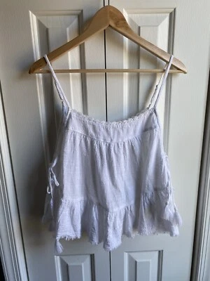 Camiseta sin mangas Aerie blanca de gasa de algodón en capas talla mediana nueva con etiquetas *leer Foto 1 de 4