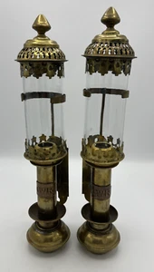 Pair of Antique Railroad GWR Oil Lantern Wall Sconce Lamp Light Fixtures Brass - Picture 1 of 17