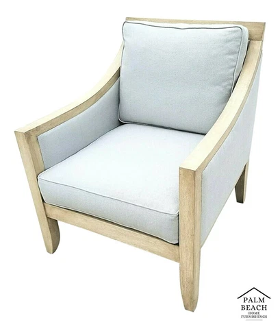 Mid Century Modern Palecek Linen Lounge Club Captains Chair Armchair Cover
