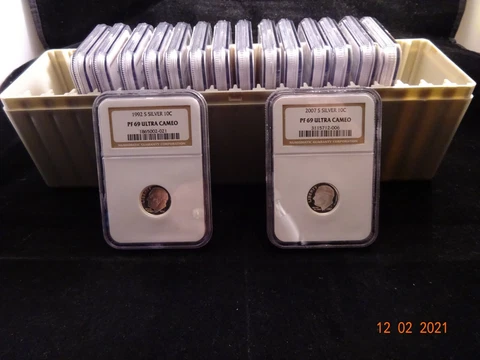 1992-S thru 2007-S Roosevelt Silver Proof Dime Set, NGC PF69 Ultra Cameo Cover