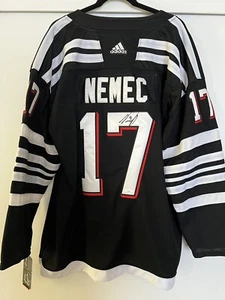 Simon Nemec SIGNED New Jersey Devils Alternate Third Jersey Size XL 54 JSA COA - Picture 1 of 3