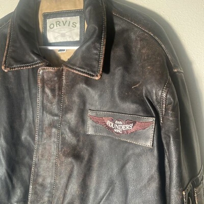 Orvis Bomber Leather Jacket Men’s L EAAs Founder Wing Edition - Image 1 of 4