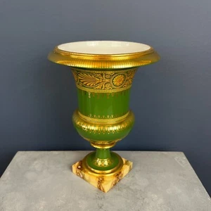 Sevres antique Medici vase 1820 neoclassic green gold decoration marble base - Picture 1 of 24