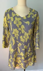 Top túnica de perejil y salvia M floral amarillo gris poliéster exterior y forro de algodón - Imagen 1 de 3