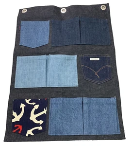 HRR H.R. REMAKE Blue Denim Pocket Wall Hanging Organizer Japan - Picture 1 of 5