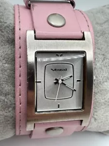 Ladies VESTAL Electra Pink Bund Strap Quartz Watch New Battery - Picture 1 of 16