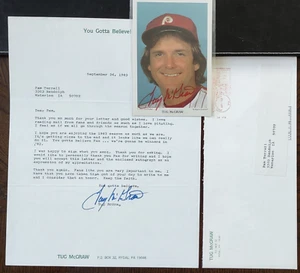 1983 Tug McGraw Signed Photo & Fan Letter Philadelphia Phillies Star Pitcher - Picture 1 of 4
