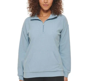Marc New York Ladies Ribbed Quarter Zip M / Medium Blue - Picture 1 of 8