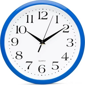 10 Inch Blue Quartz Analog Wall Clock - Silent Easy to Read Quality Construction - Picture 1 of 3