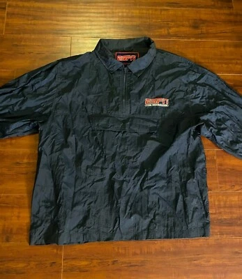 Chaqueta cortavientos vintage años 80 ESPN Sport Center SC azul marino cuarto cremallera talla XL Foto 1 de 4