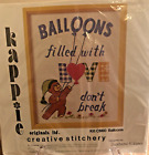 Kappie Originals 1980 Creative Stitchery C660 Balloons Love Embroidery 11”x14”