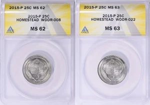 TWO VARIETIES 2015P America Beautiful 25C Homestead WDDR-008 MS-62 WDDR-022 MS63 - Picture 1 of 2