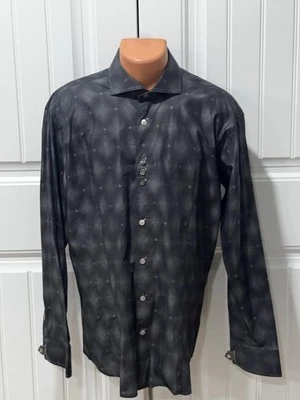 Bogosse Men's Shirt Size 5 Black&Gray Square Button Faux Leather Snap Tab - Image 1 of 4
