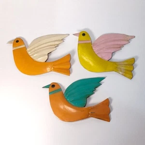 Bird Ornaments Lot of 3 Metal Painted 5"  - Picture 1 of 10