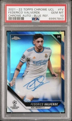 2021-22 Topps Chrome UCL Federico Valverde Auto Blue 150/150 PSA 10 Bookend! - Image 1 of 2