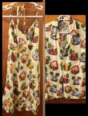 Conjunto de Luna de Miel Hilo Hattie Para Hombre 2XL Camisa Para Mujer Vestido Halter Hawaiano  Foto 1 de 4