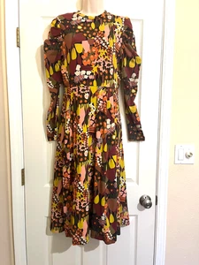 SKFK Skunk Funk Arratia Print Organic Cotton Puff Long Sleeve Lano Dress US 6 - Picture 1 of 8
