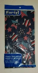 Patriotic Day July 4th Red White Blue (1) Plastic Table Covers w/Stripes Stars. - Picture 1 of 1