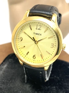 Reloj Timex para mujer TW2V36000 cuarzo dorado correa de cuero negro 32 mm - Imagen 1 de 12