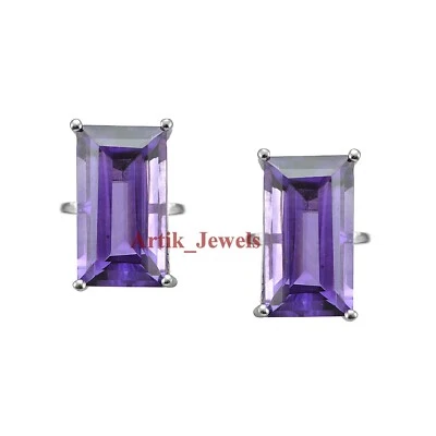 Gemma Naturale Di Ametista Con Gemelli In Argento Placcato Oro Bianco 14K #1297 - Bild 1 von 4