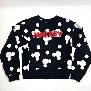 Disney Mickey Mouse Sequin All Over-Mickey Black Pullover Sweatshirt Girls M 7-9 - Picture 1 of 11