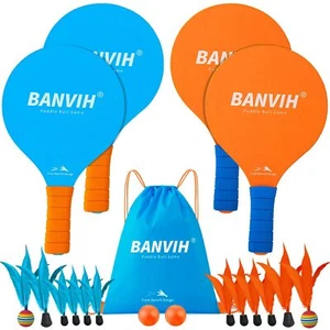 Badminton Set 4 Rackets Paddle Ball Outdoor Games Sports Toys Beach Yard Lawn Ca - Picture 1 of 7