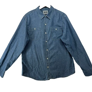 Converse One Star Men's Size L Blue Denim Cotton Long Sleeve Jean Shirt - Picture 1 of 11